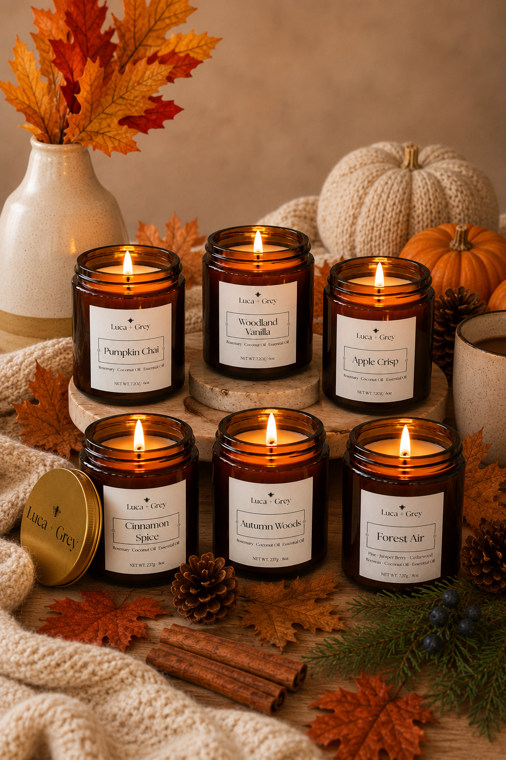 Decorative Candle, Fall Beeswax Collection for Entryways, Mantels and Everyday Home Ambience, 2 Size Options image 1