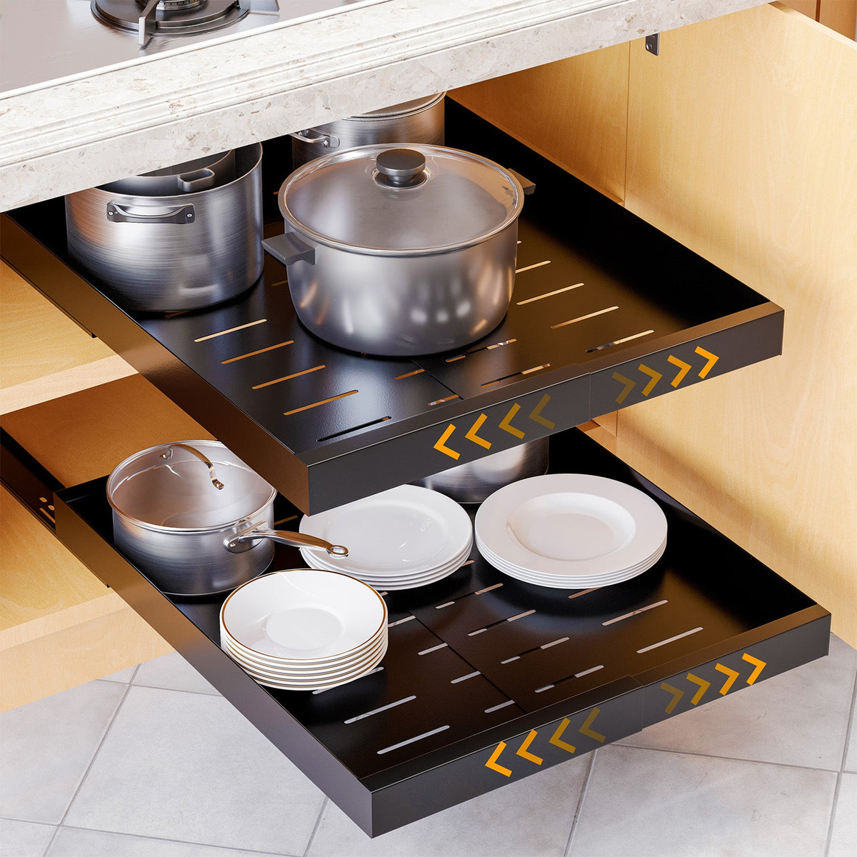 Home Storage Organizer, Adjustable No Drill Adhesive Pull Out Cabinet for Closets, Shelves and Everyday Organization image 1