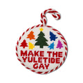 Seasonal Home Decor, Needlepoint Ornament Yuletide Gay for Mantels, Tables and Seasonal Decorating image 1