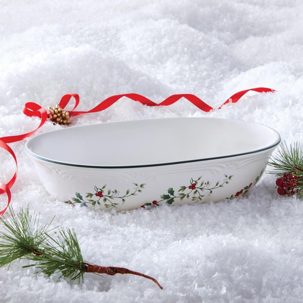 Dinnerware, Winterberry Oval Vegetable Bowl, Dishwasher-Safe Care for Everyday Meals and Table Settings image 1