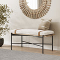 Decorative Throw Pillow, Boucle, Wood & Metal Removable Cushion Bench for Bedroom Styling and Living Room Decor image 1