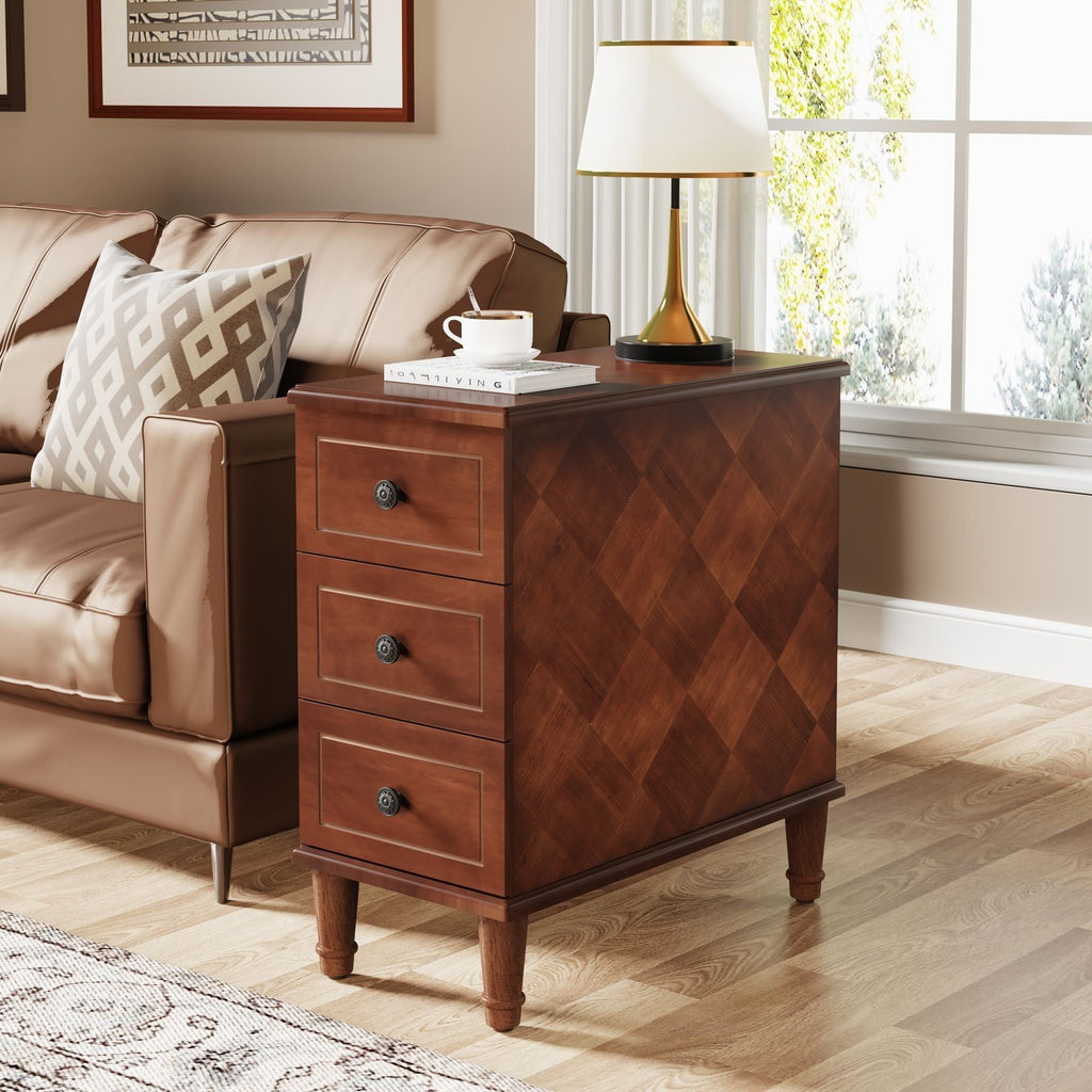 Nightstand, Fully Assembled Narrow Side Table with 3, Stain-Resistant Finish for Bedside Storage, Bedroom Organization and Guest Rooms image 1
