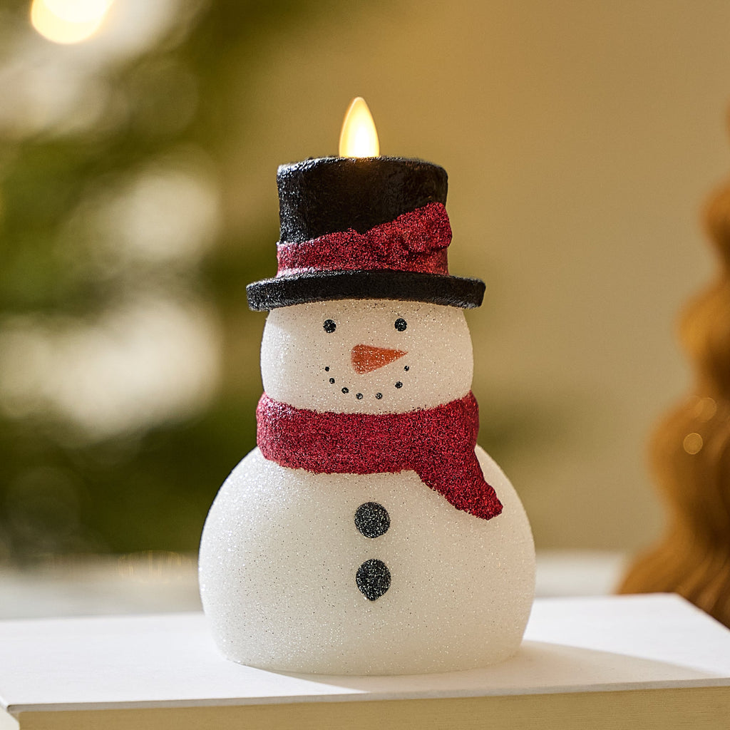 Flameless Candle, White Glitter Snowgirl for Bedrooms, Living Rooms and Everyday Candlelight Ambience image 1