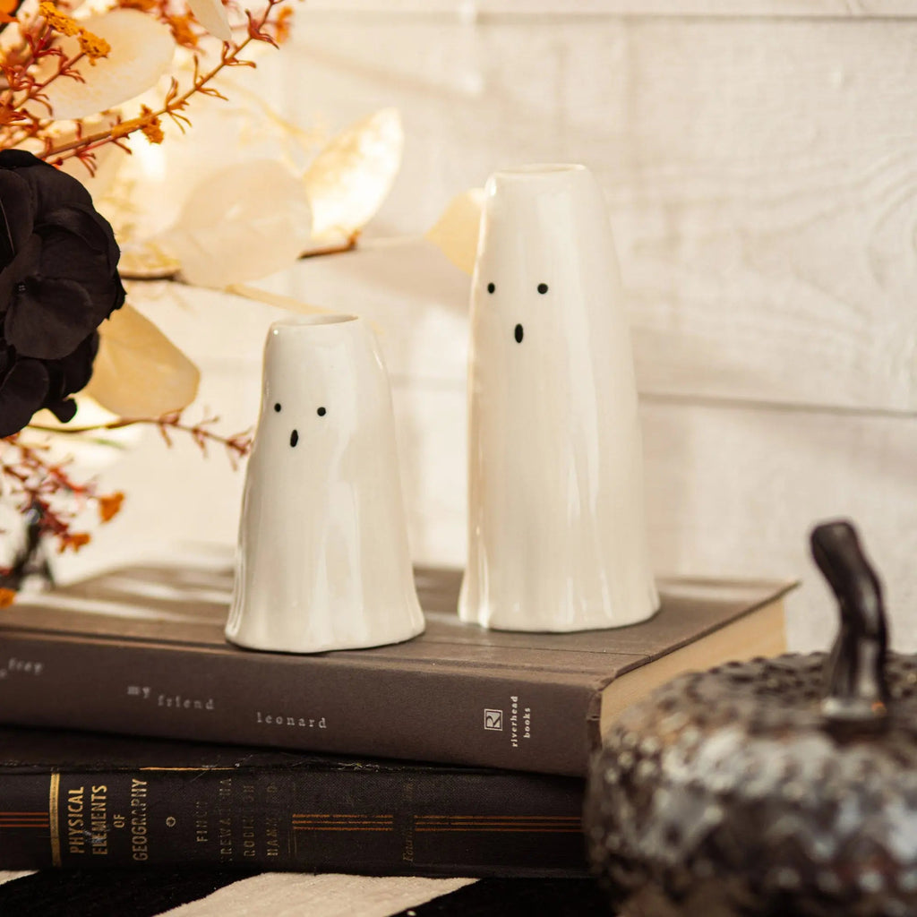 Seasonal Home Decor, Phantom Collection Ceramic White Ghost for Holiday Displays, Shelves and Festive Rooms, 3 Size Options image 1