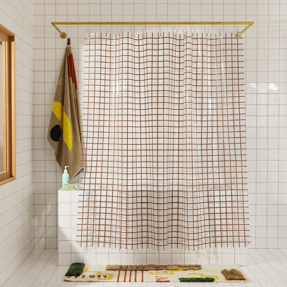 Shower Curtain, 2x2 in Chocolate, EVA with 30% Recycled Content for Shower Areas, Bathroom Privacy and Everyday Bath Decor image 1