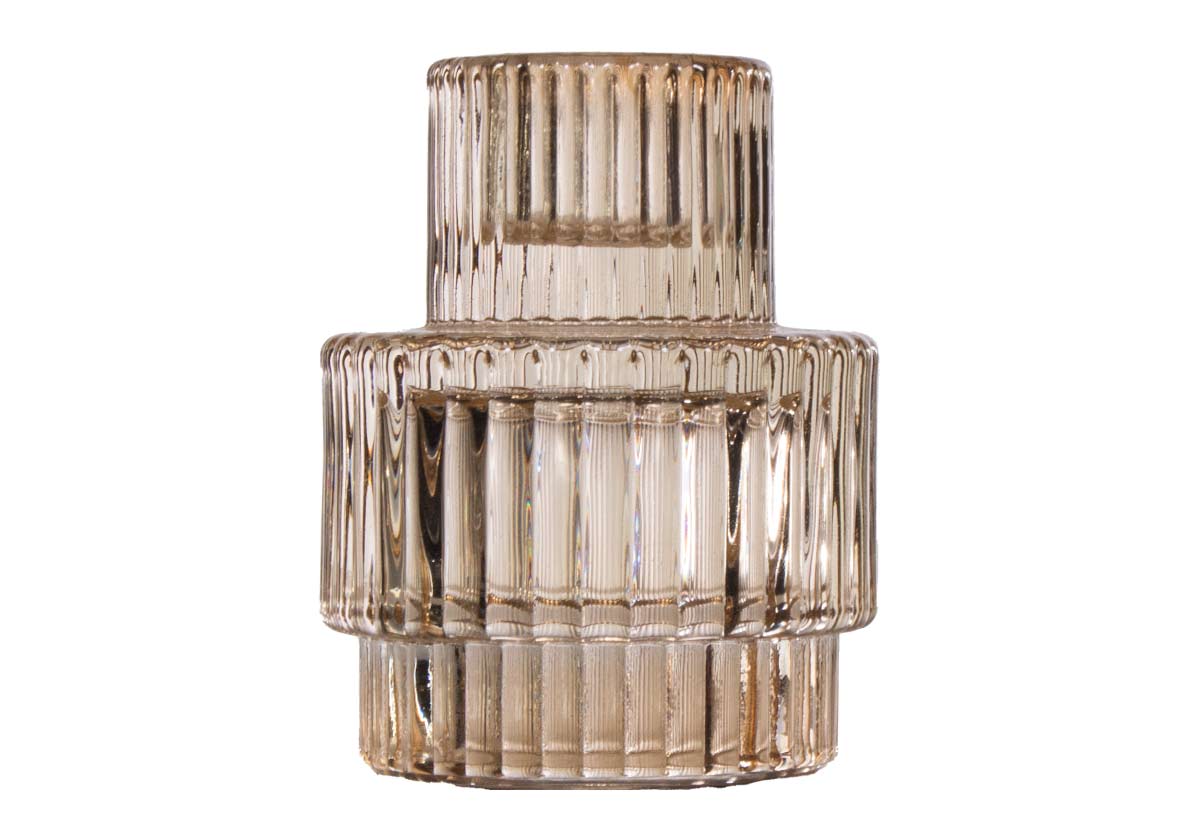 Candle Holder, VINTAGE RIBBED for Tabletop Candle Displays, Mantels and Entryway Decor, 2 QUANTITY Options image 1