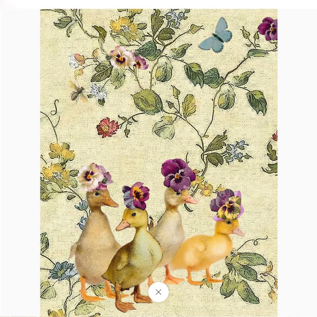 Kitchen Tea Towel, Ducklings & Flowers Cotton Flour Sack, Machine-Wash Care for Dish Drying, Kitchen Cleanup and Farmhouse Kitchen Displays image 1