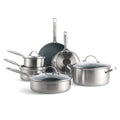 Kitchen Cookware, Ceramic Nonstick Stainless Steel 10 Piece Set, Dishwasher-Safe Care for Everyday Meals and Home Cooking image 1