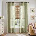 Window Curtain, Boho Sheer Bordered Floral Embroidered for Bedrooms, Living Rooms and Home Privacy, 3 Sizes and 4 Colors image 1