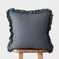 Decorative Pillow Cover, Navy Gingham Ruffle 18" 22" 26" 12x20" 12x40", Machine-Washable Care for Sofas, Beds and Living Room Accents image 1