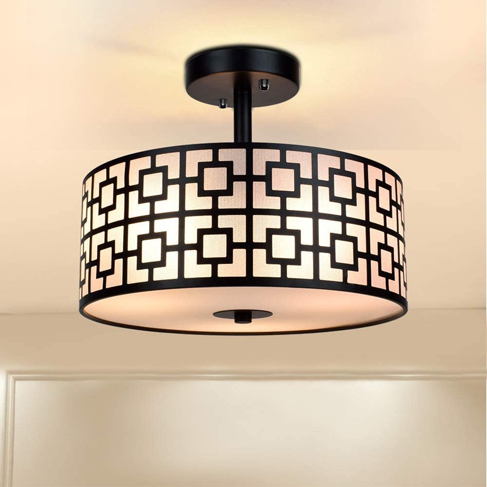 Home Lighting, 12.6In Modern Semi Flush Ceiling Light for Desks, Side Tables and Warm Room Lighting, 2 Color Options image 1