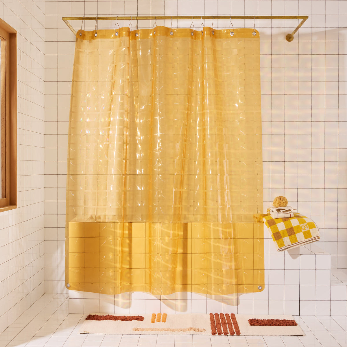 Shower Curtain, Jazz Warm, EVA with 30% Recycled Content, 12 Gauge Material for Shower Areas, Bathroom Privacy and Everyday Bath Decor image 1
