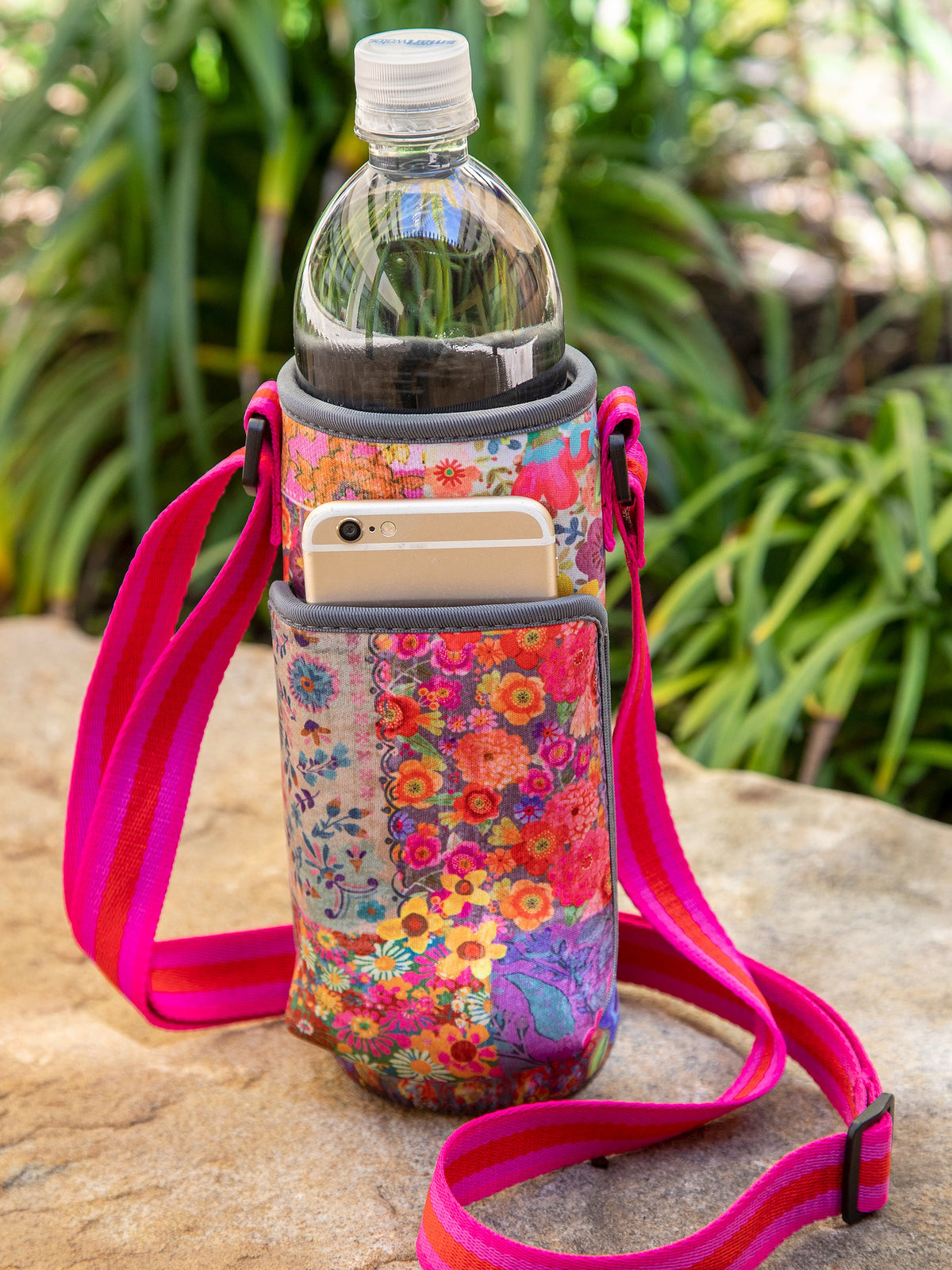 Reusable Drink Bottle, Insulated Water Carrier Pink Patchwork for Commutes, Outdoor Trips and Daily Drinks image 1