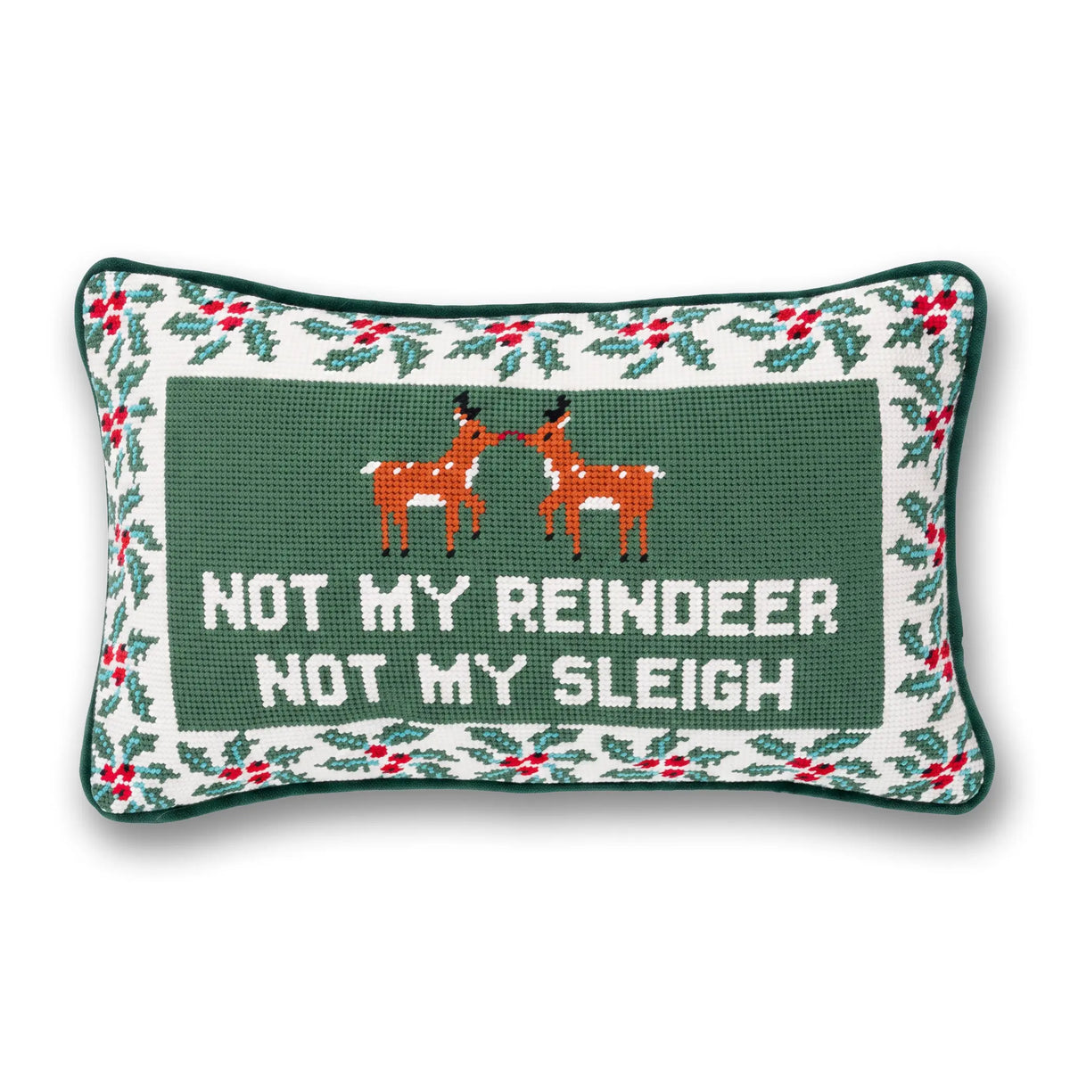 Bed Pillow, Not My Reindeer Needlepoint for Sleeping, Reading and Bedroom Comfort, Designed for Everyday Sleep and Guest Room Bedding image 1