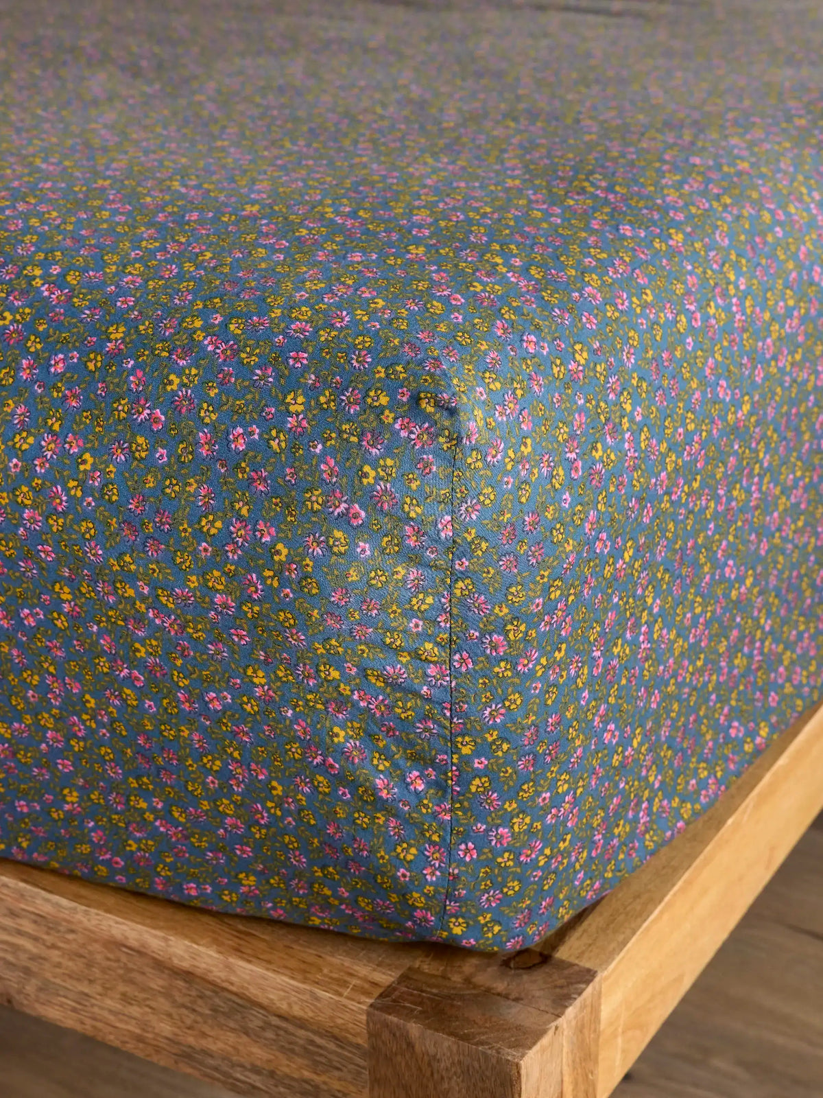 Fitted Sheet, Mix & Match Cotton Mari Ditsy Navy for Everyday Bedding, Bedroom Layering and Guest Beds, 5 Size Options image 1