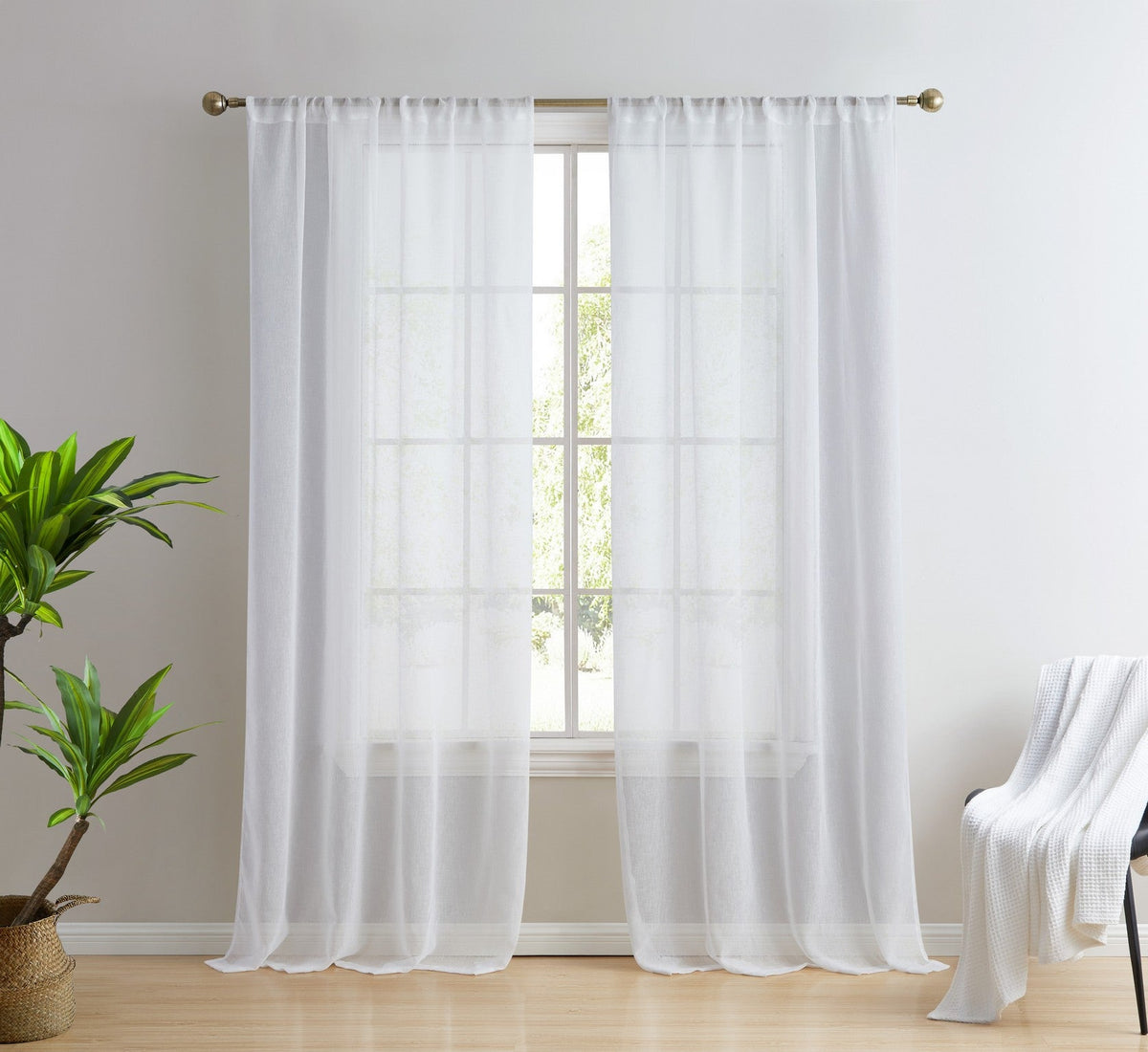Window Curtain, Penelope Faux Linen Sheer Panels, Lightweight Design for Bedrooms, Living Rooms and Home Privacy, 5 Sizes and 12 Colors image 1
