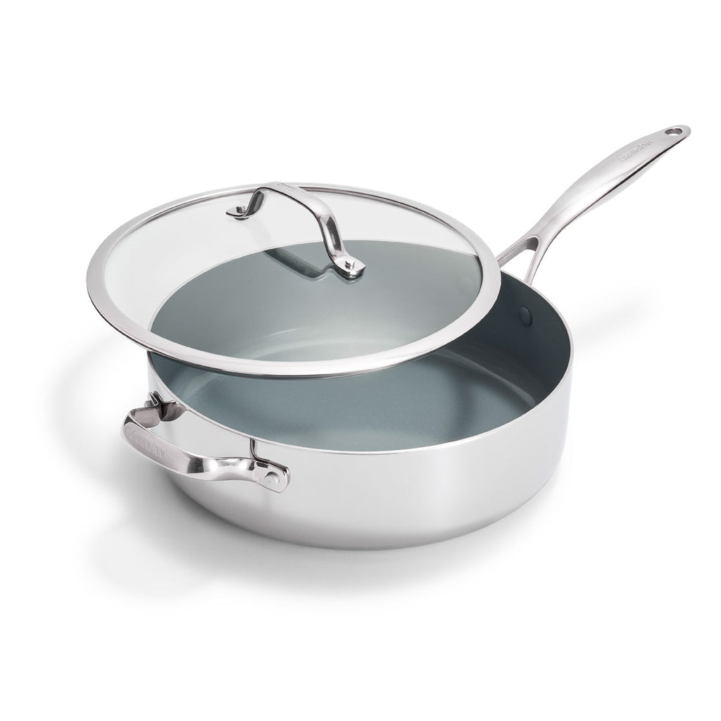Stainless Steel Sauté Pan, 5 Quart with Lid, Dishwasher-Safe Care for Searing, Stir-Frying and Family Meal Prep image 1