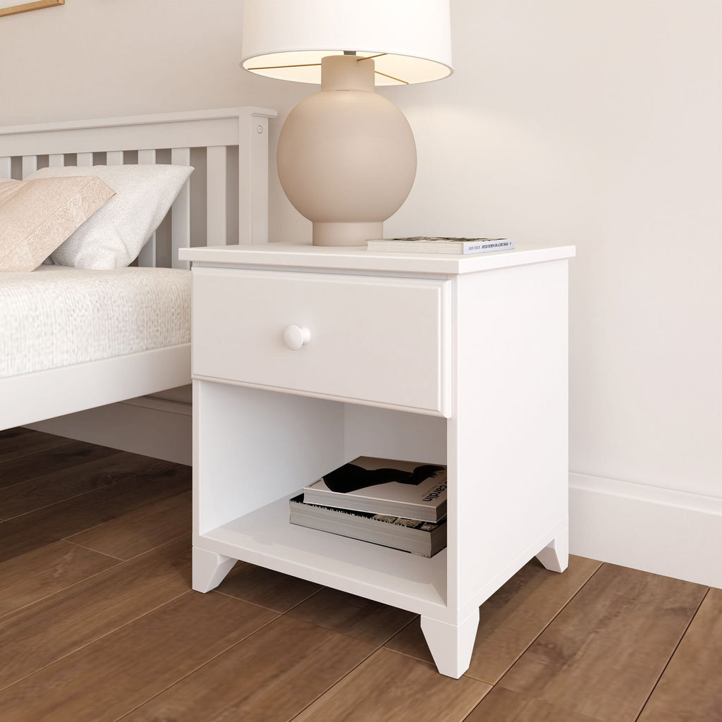 Nightstand, Classic with Shelf, Solid Wood Construction for Bedside Storage, Bedroom Organization and Guest Rooms, 3 Color Options image 1