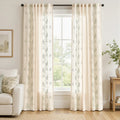 Window Curtain, Embroidered Floral Paisley Vine Linen Blend for Windows, Room Styling and Everyday Privacy, 3 Sizes and 4 Colors image 1
