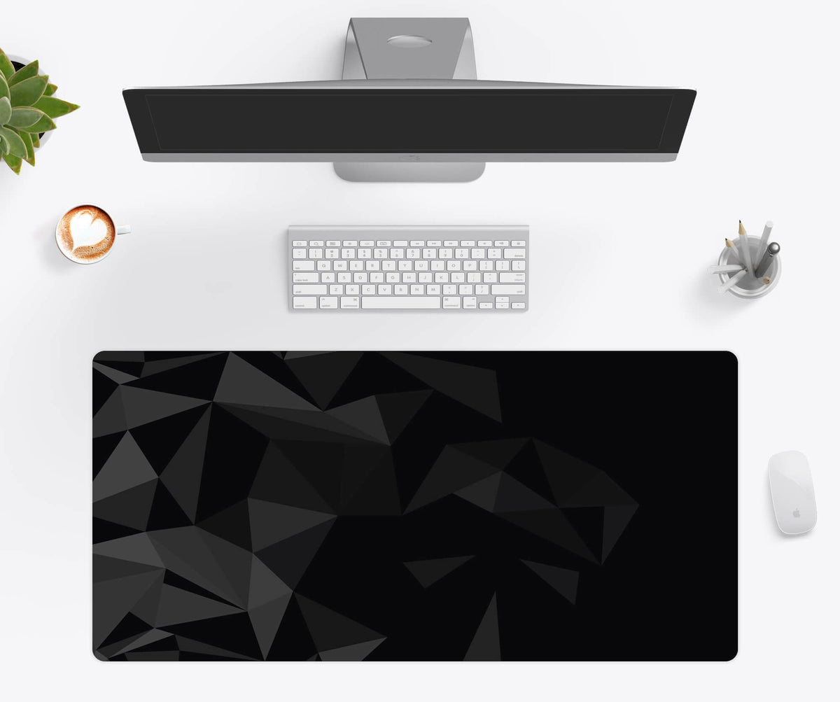 Desk Mat, Black Polygon, Machine-Washable Care, Non-Slip Design for Workspaces, Desks and Everyday Productivity, 4 Size Options image 1