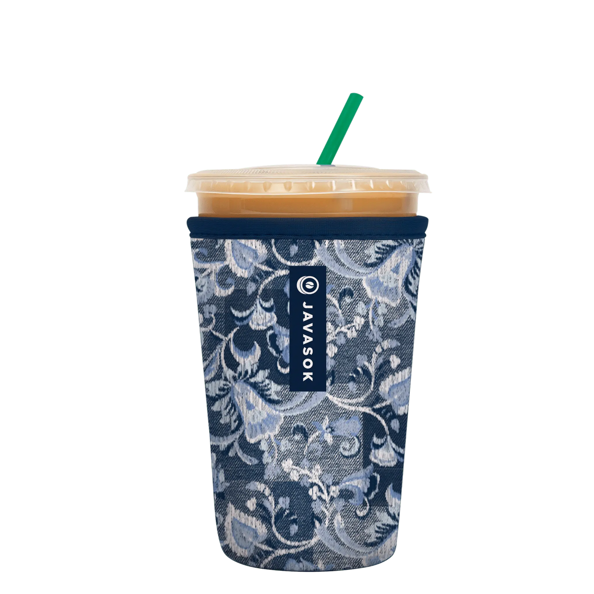 Reusable Cup Sleeve, Paisley Patchwork, Neoprene Construction for Iced Coffee, Cold Drinks and Condensation Control image 1