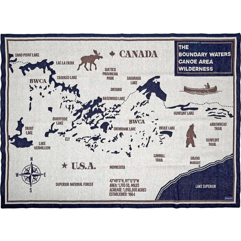 Cozy Throw Blanket, BWCA Map Wool, Hypoallergenic Comfort for Living Rooms, Bedrooms and Everyday Lounging image 1
