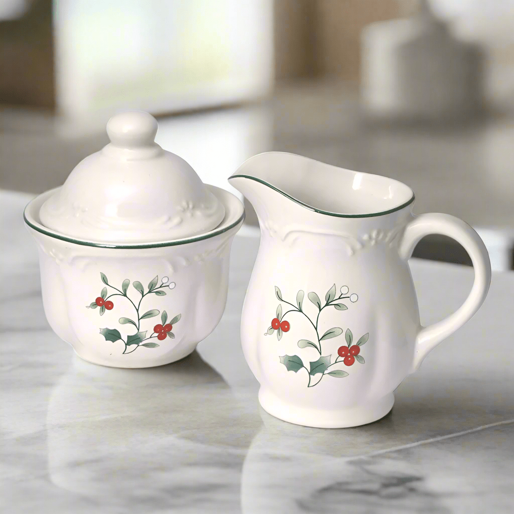Dinnerware, Winterberry Sugar Bowl and Creamer Set, Dishwasher-Safe Care for Everyday Meals and Table Settings image 1