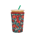 Reusable Cup Sleeve, Pastel Poinsettias, Neoprene Construction for Iced Coffee, Cold Drinks and Condensation Control, 2 Size Options image 1