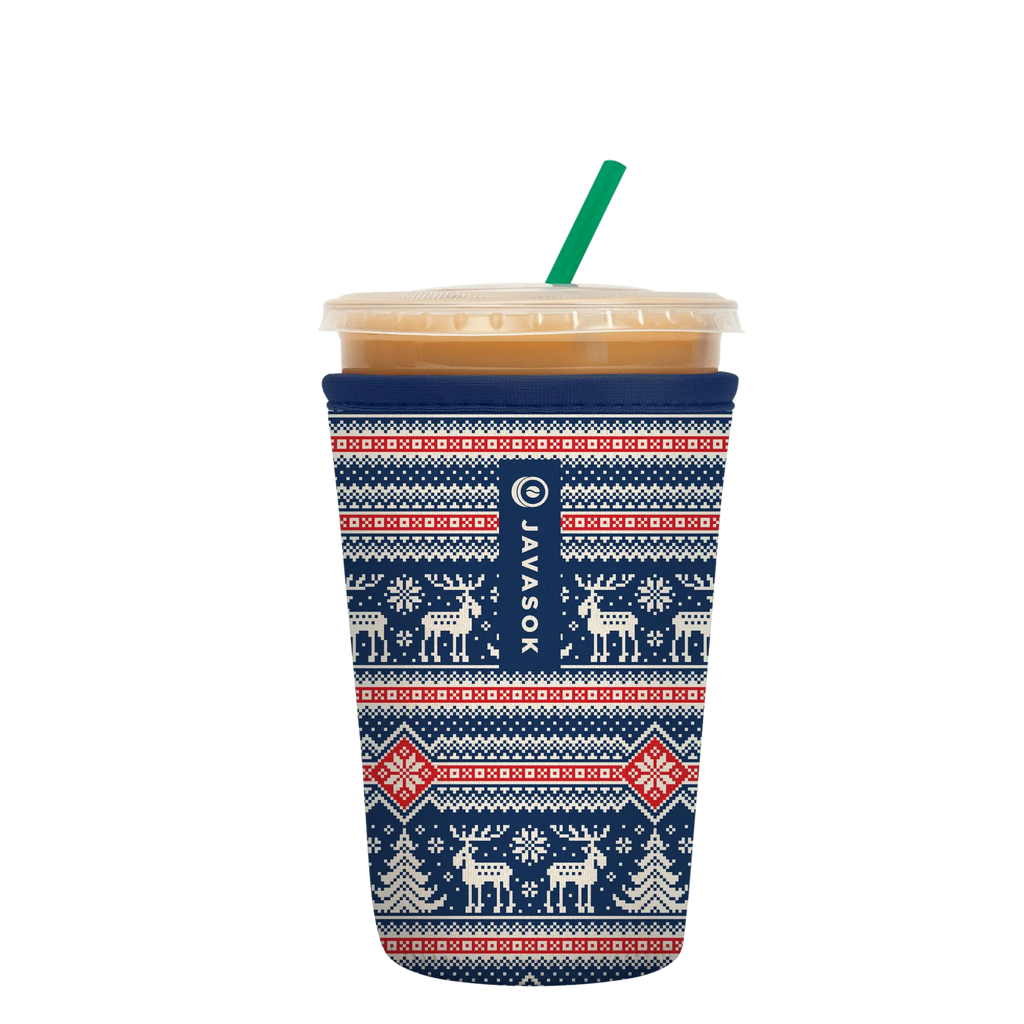 Reusable Cup Sleeve, Sweater Weather, Neoprene Construction for Iced Coffee, Cold Drinks and Condensation Control, 2 Size Options image 1