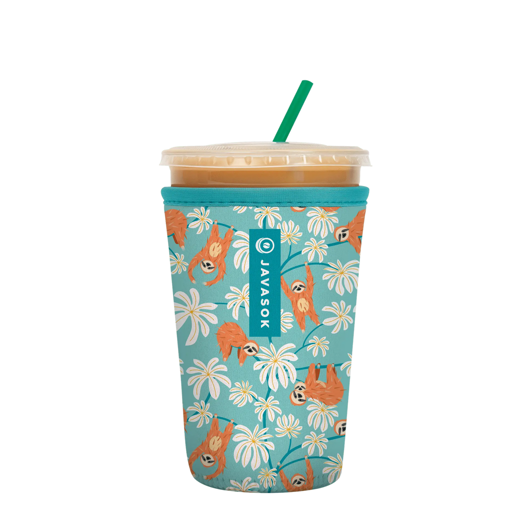 Reusable Cup Sleeve, Slothing Around, Neoprene Construction for Iced Coffee, Cold Drinks and Condensation Control image 1