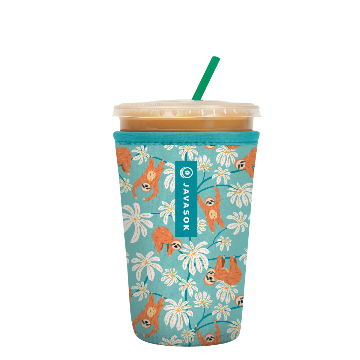 Reusable Cup Sleeve, Slothing Around, Neoprene Construction for Iced Coffee, Cold Drinks and Condensation Control image 1