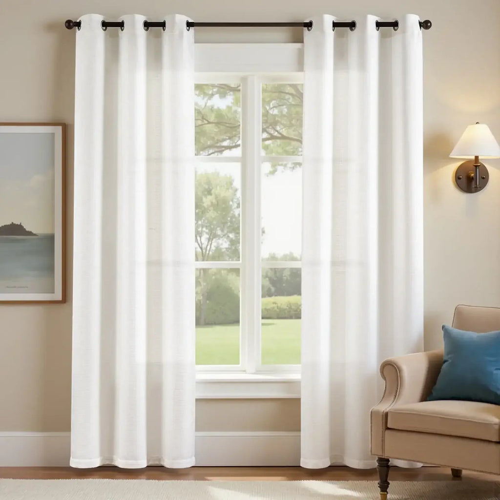 Window Curtain, Solid Linen Textured Grommet Curtains (2, Lightweight Design for Windows, Room Styling and Everyday Privacy image 1