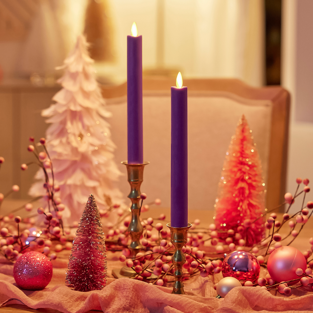Flameless Candle, Purple Tapers Set of 2 for Bedrooms, Living Rooms and Everyday Candlelight Ambience image 1
