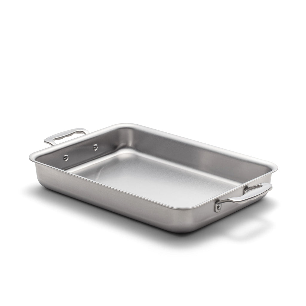 Kitchen Cookware, 9" x 13" Bake & Roast Pan with Handles, Stainless Steel Construction for Stovetop Cooking and Daily Meal Prep image 1
