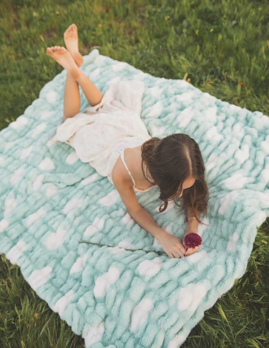 Cozy Throw Blanket, Hugs Polka Dot Tiffany for Sofas, Beds and Relaxing at Home, 5 Size Options image 1