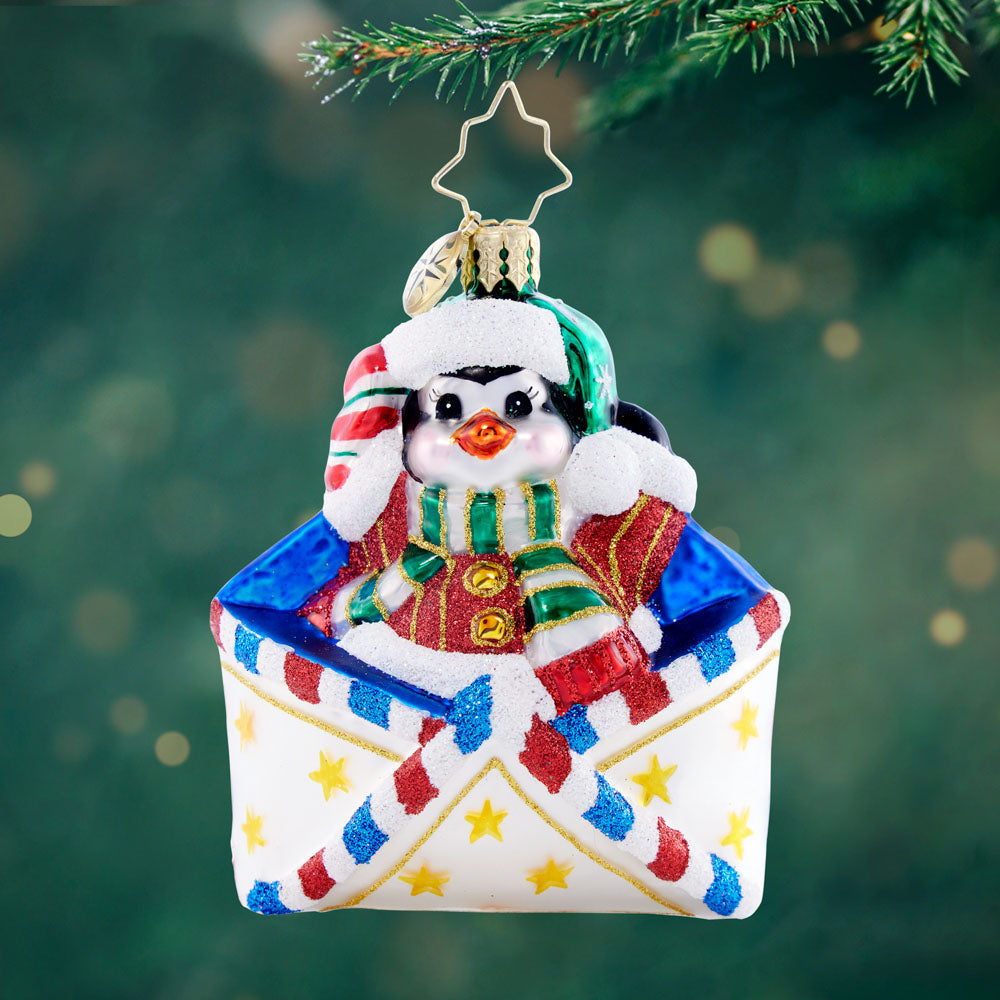 Seasonal Home Decor, Penguin Delivery Gem for Mantels, Tables and Seasonal Decorating, Designed for Everyday Home Use image 1