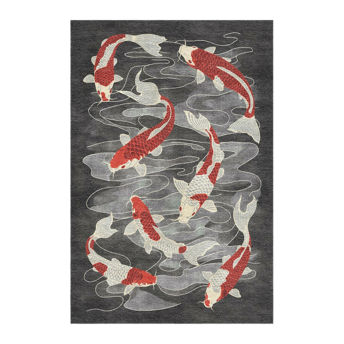 Area Rug, Koi Pond Charcoal for Living Rooms, Bedrooms and Entryways, 8 Size Options, Designed for Hallways, Dining Spaces and Home Decor image 1