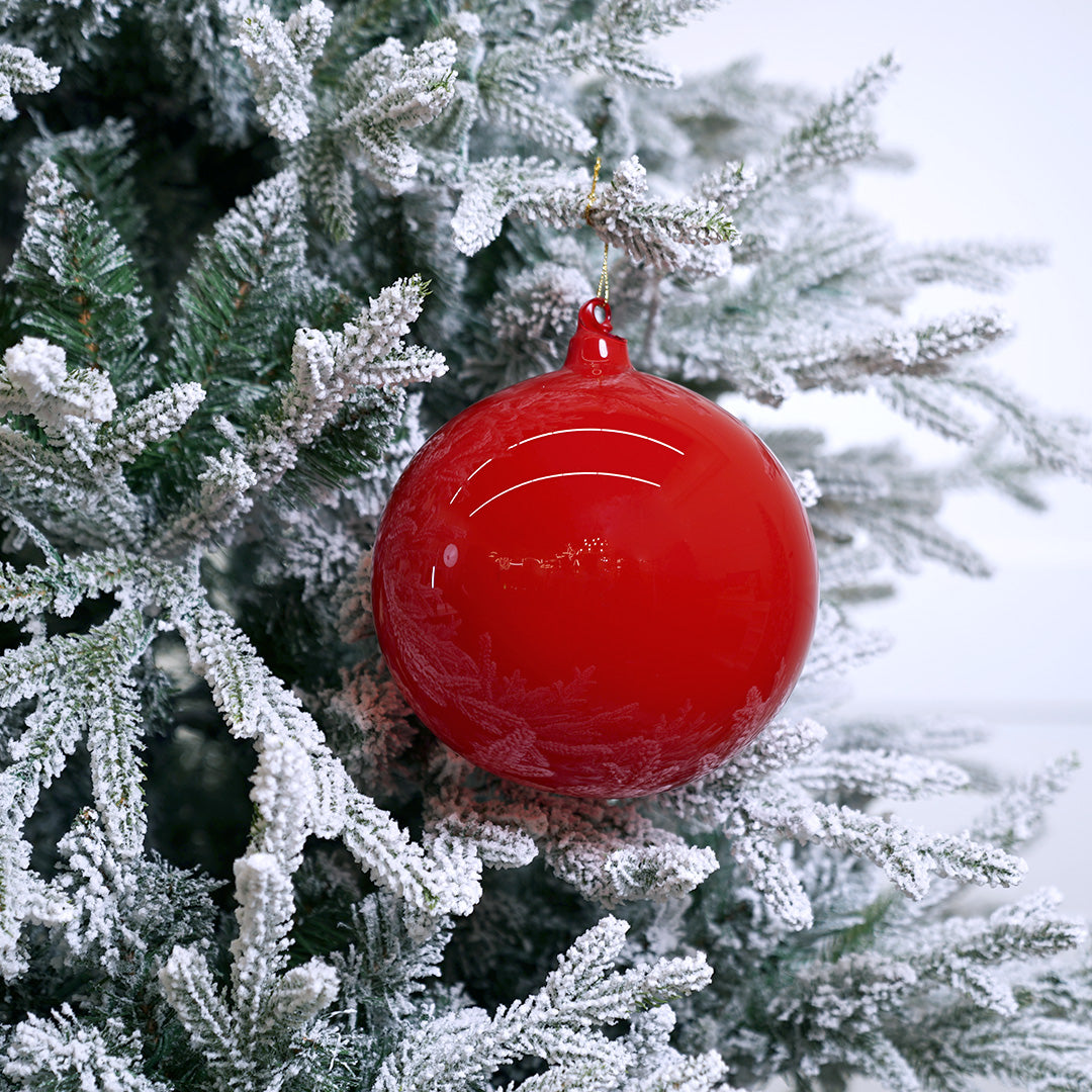 Seasonal Home Decor, 4" Classic Red Bubblegum Glass Ornament Box for Mantels, Tables and Seasonal Decorating image 1