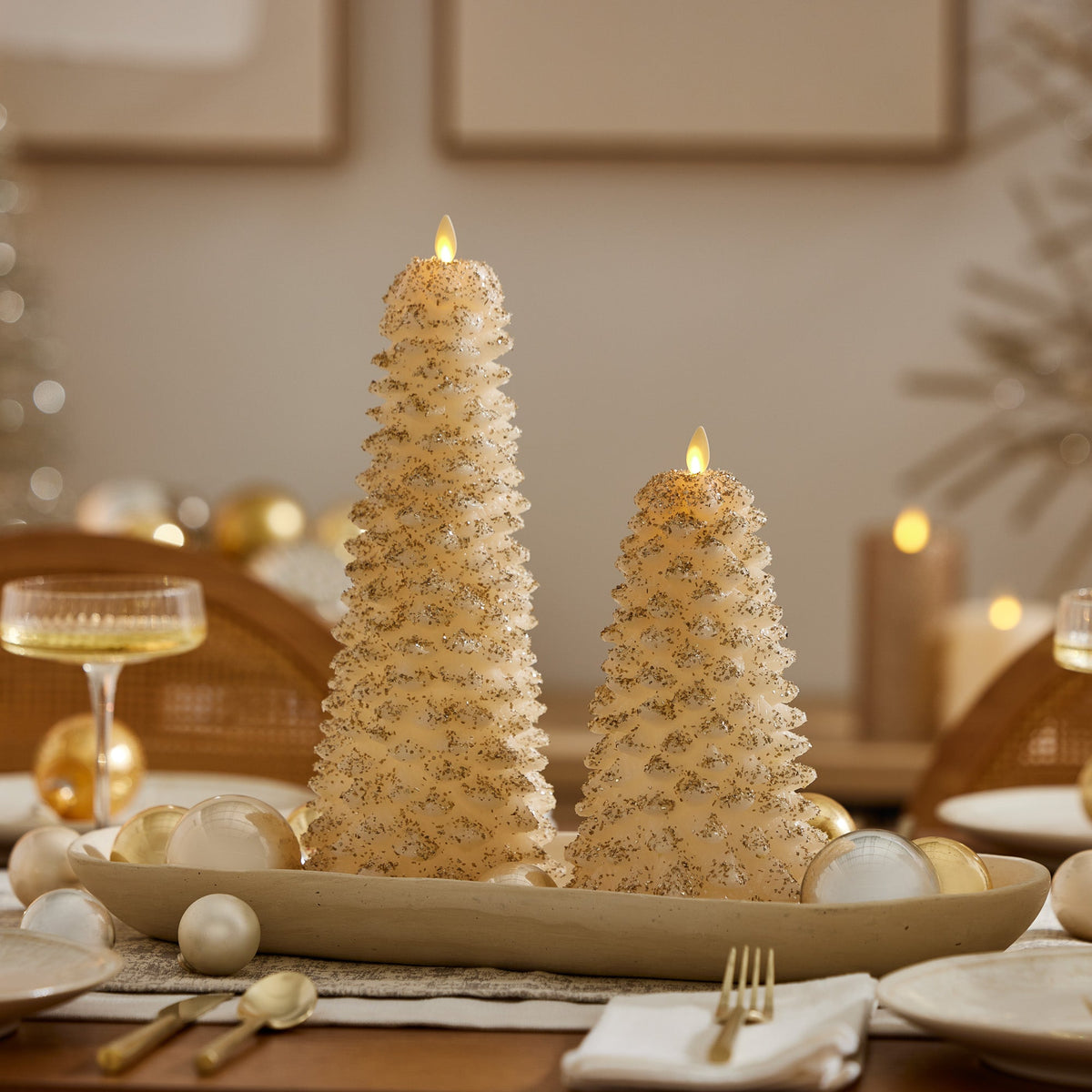 Flameless Candle, White Swan North Tree for Bedrooms, Living Rooms and Everyday Candlelight Ambience, 2 Size Options image 1