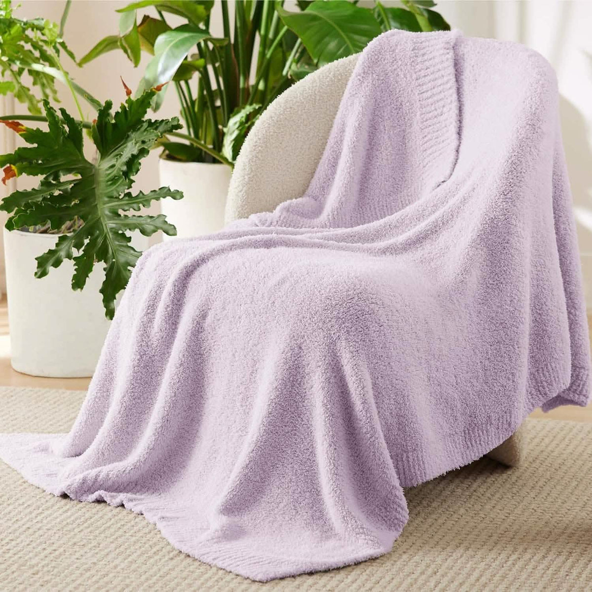 Cozy Throw Blanket, Feather Yarn, Lightweight Design, Machine-Washable Care for Sofas, Beds and Relaxing at Home, 2 Sizes and 12 Colors image 1