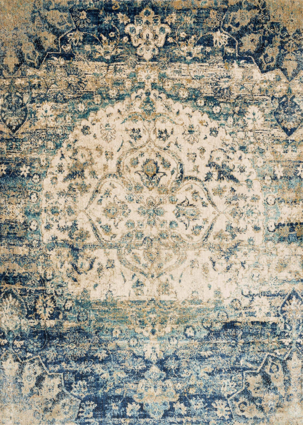 Area Rug, Anastasia AF 06 Blue Ivory for Living Rooms, Bedrooms and Entryways, 2 Size Options image 1