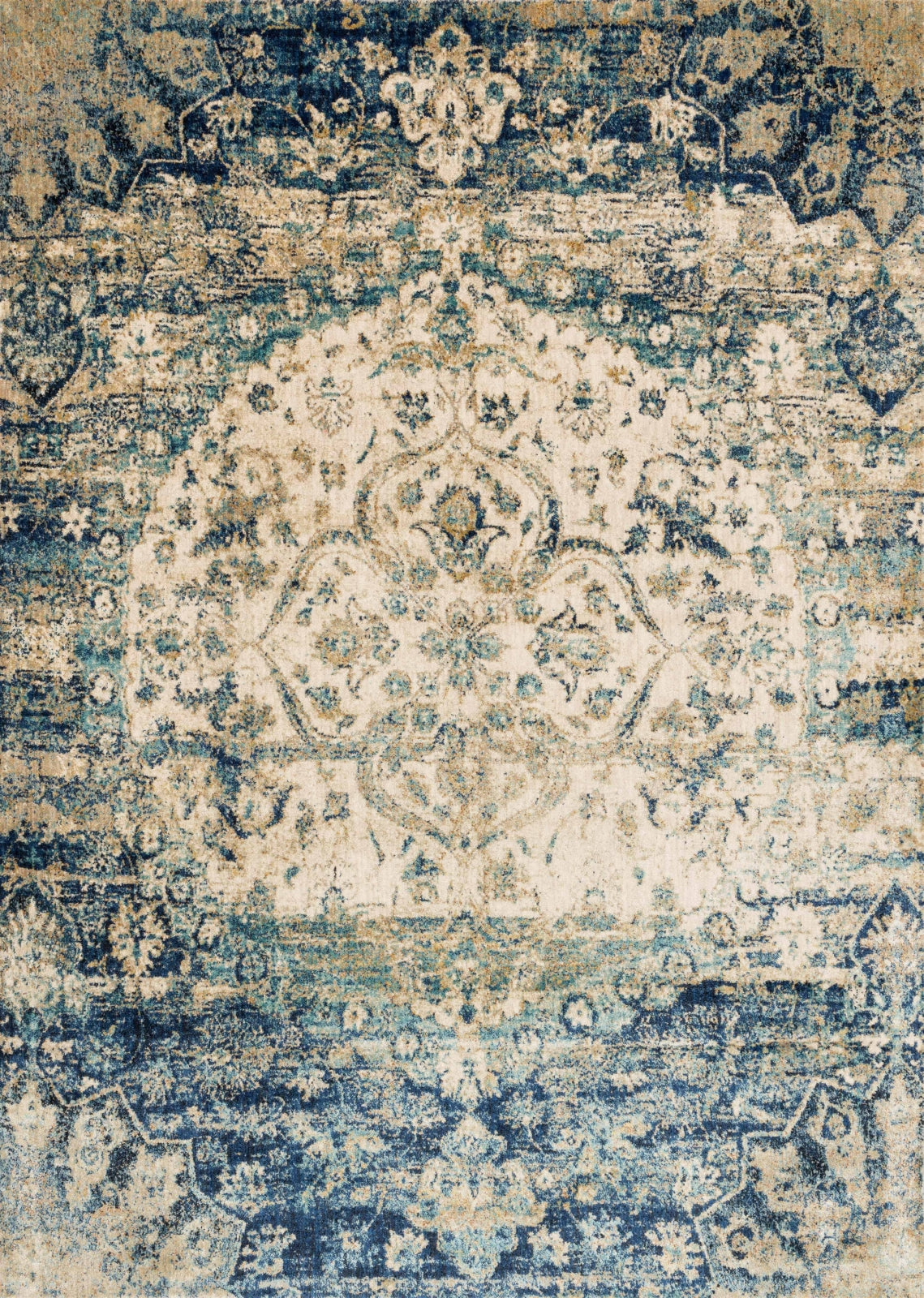 Area Rug, Anastasia AF 06 Blue Ivory for Living Rooms, Bedrooms and Entryways, 2 Size Options image 1