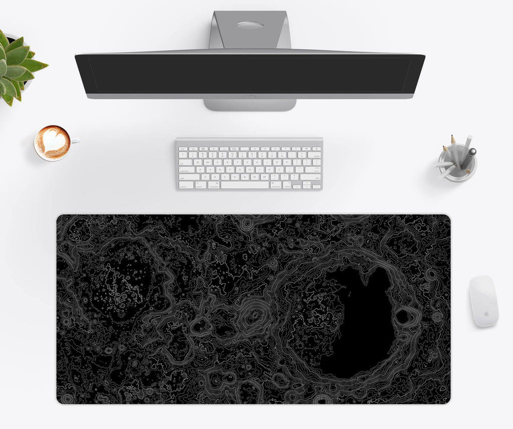 Desk Mat, Moon Topographic, Machine-Washable Care, Non-Slip Design for Home Offices, Gaming and Daily Computer Work, 4 Size Options image 1