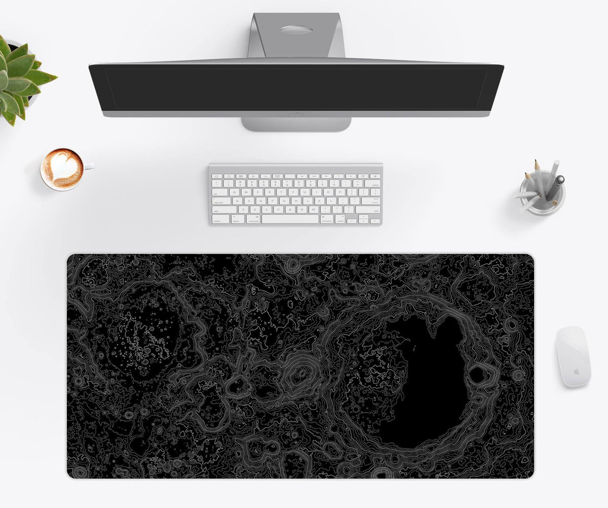 Desk Mat, Moon Topographic, Machine-Washable Care, Non-Slip Design for Home Offices, Gaming and Daily Computer Work, 4 Size Options image 1