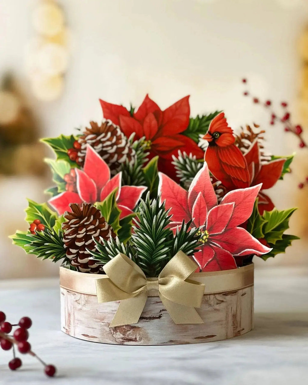Indoor House Plant, Birch Poinsettia for Windowsills, Home Offices and Indoor Decor, Designed for Shelves, Desks and Living Spaces image 1