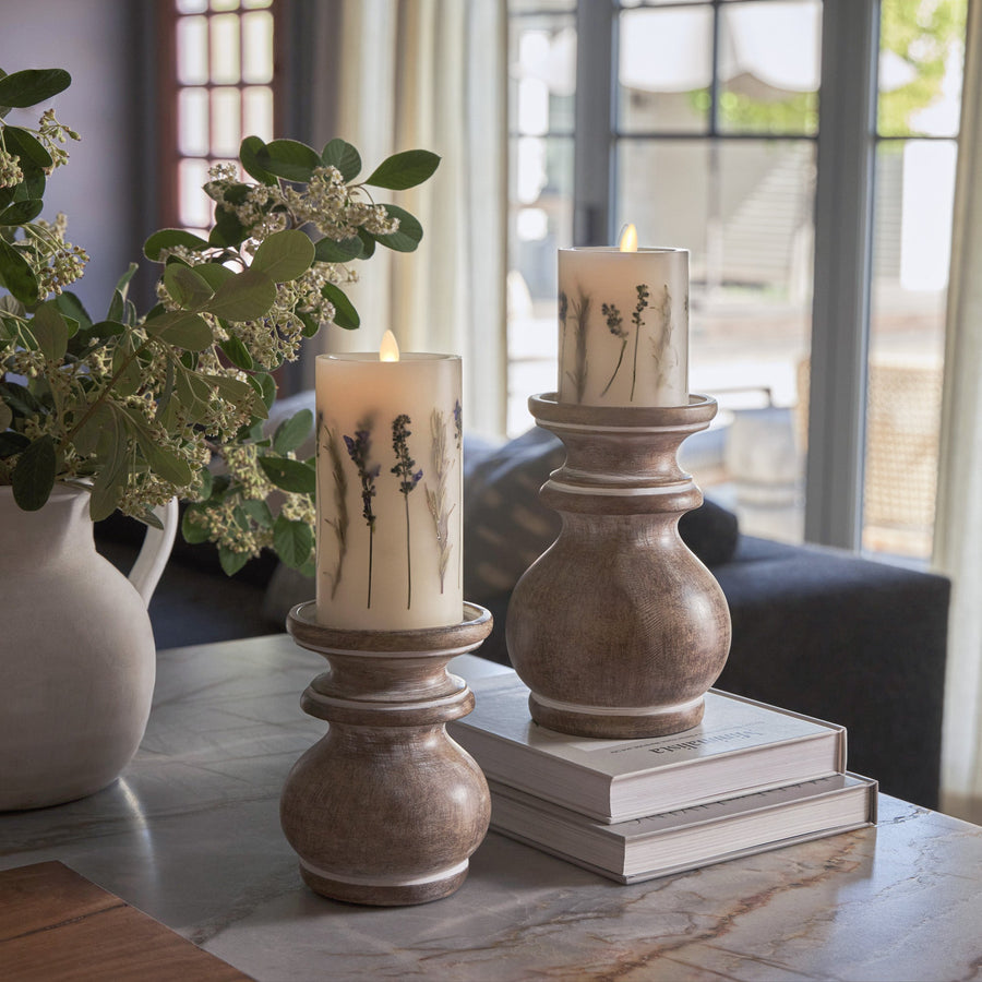 Decorative Candle, Flameless Embedded Lavender & Rosemary Pillar for Living Rooms, Bedrooms and Relaxing Evenings, 2 Size Options image 1