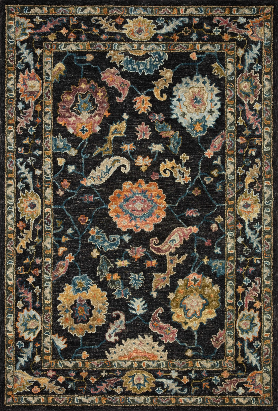 Area Rug, Padma PMA 01 Black Multi for Living Rooms, Bedrooms and Entryways, 12 Size Options image 1