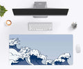 Desk Mat, Japanese Blue Waves, Machine-Washable Care, Non-Slip Design for Home Offices, Gaming and Daily Computer Work, 4 Size Options image 1