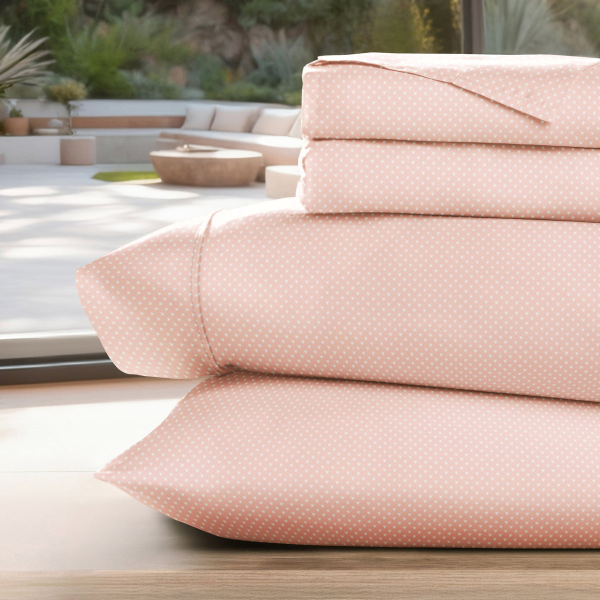 Bed Sheet Set, My Heart Pattern 4 Piece, Hypoallergenic Comfort for Master Bedrooms, Guest Beds and Daily Use, 5 Sizes and 3 Colors image 1