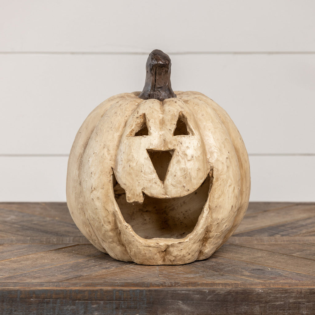 Seasonal Home Decor, 11" Big Mouth Pumpkin White for Mantels, Tables and Seasonal Decorating image 1